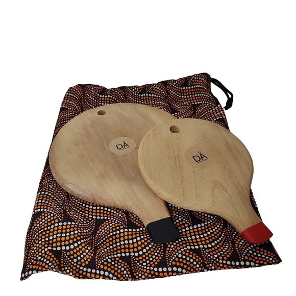 DA Brand Set of 2 Wood Serving Platters Charcuterie Board Paddles Carrying Bag - Picture 1 of 6
